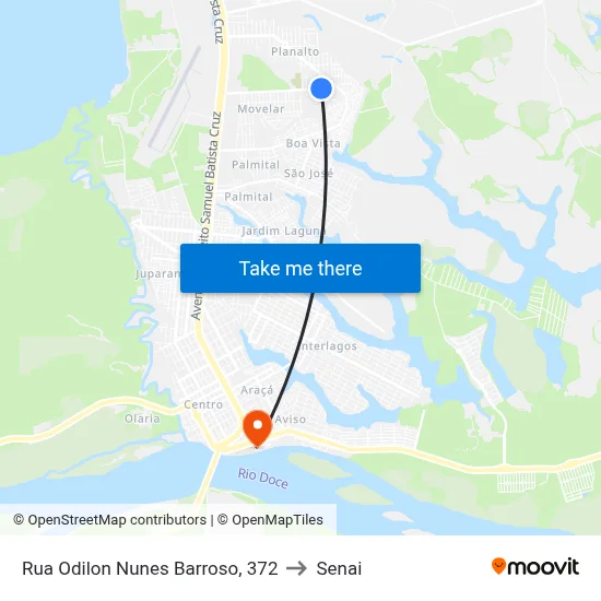 Rua Odilon Nunes Barroso, 372 to Senai map