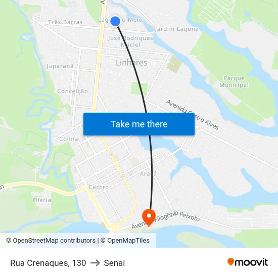 Rua Crenaques, 130 to Senai map