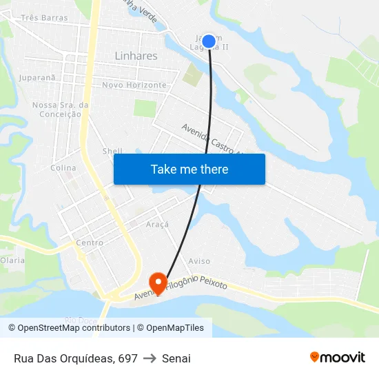 Rua Das Orquídeas, 697 to Senai map