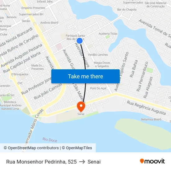 Rua Monsenhor Pedrinha, 525 to Senai map