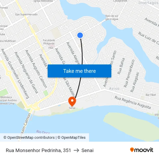 Rua Monsenhor Pedrinha, 351 to Senai map
