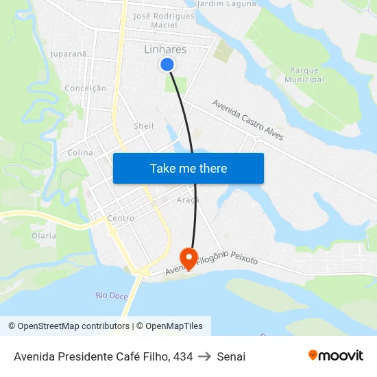 Avenida Presidente Café Filho, 434 to Senai map