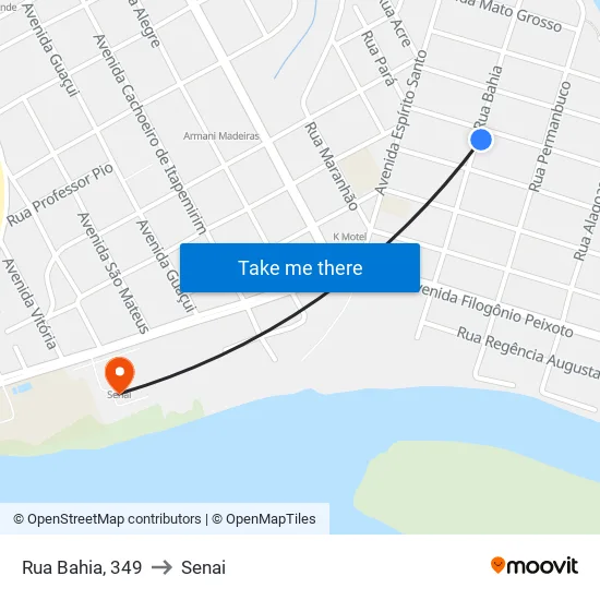 Rua Bahia, 349 to Senai map