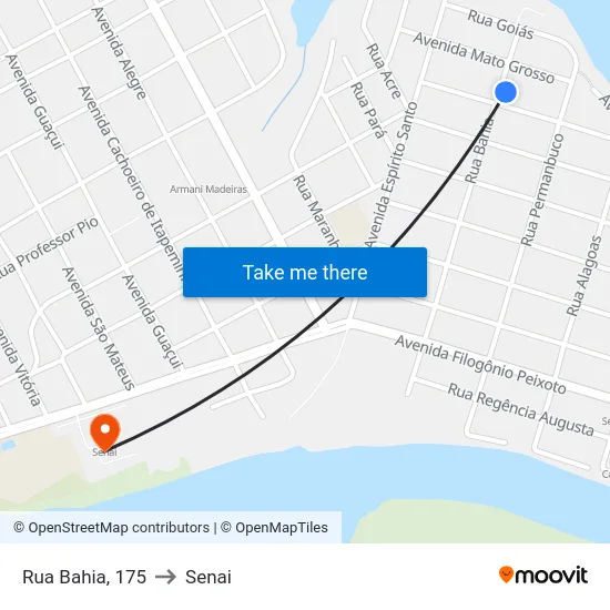 Rua Bahia, 175 to Senai map
