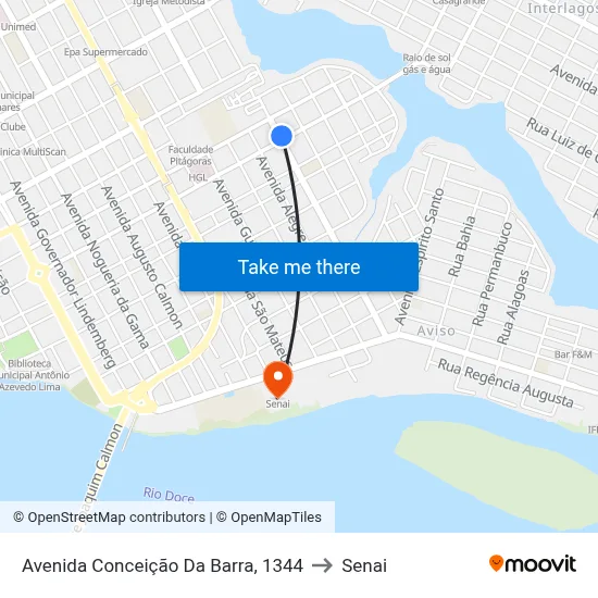 Avenida Conceição Da Barra, 1344 to Senai map