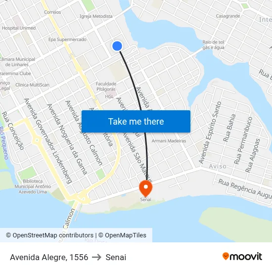 Avenida Alegre, 1556 to Senai map
