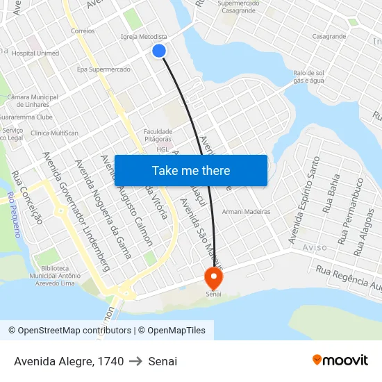 Avenida Alegre, 1740 to Senai map