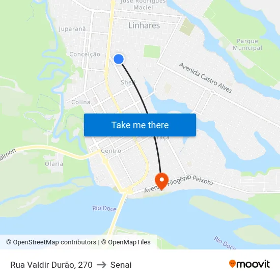 Rua Valdir Durão, 270 to Senai map