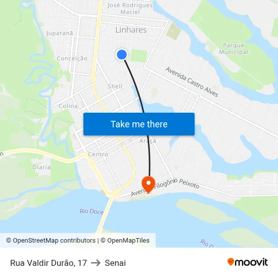 Rua Valdir Durão, 17 to Senai map