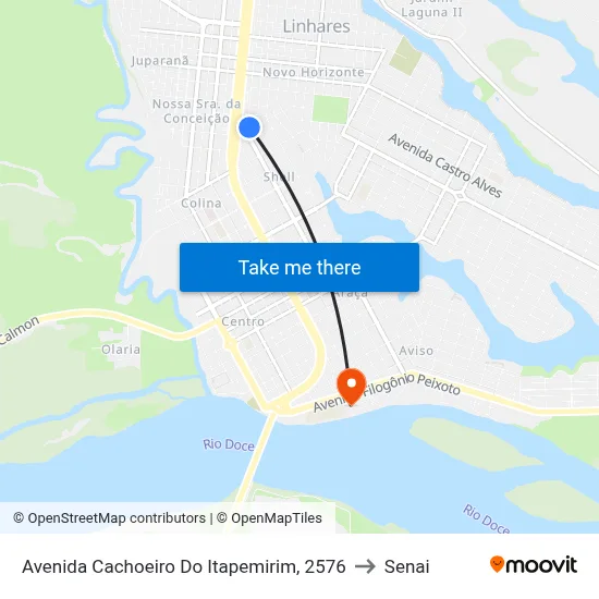 Avenida Cachoeiro Do Itapemirim, 2576 to Senai map