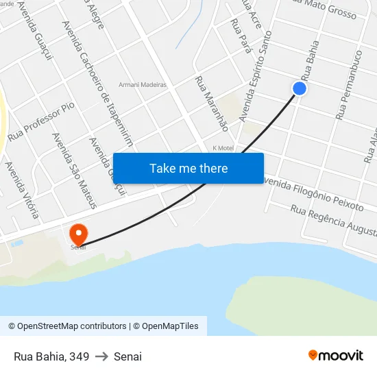 Rua Bahia, 349 to Senai map