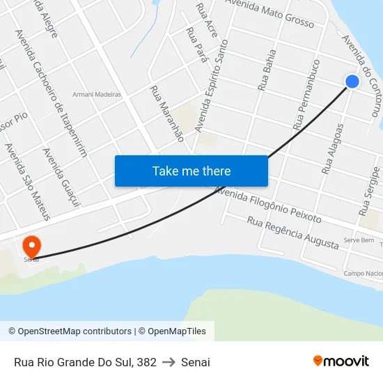 Rua Rio Grande Do Sul, 382 to Senai map