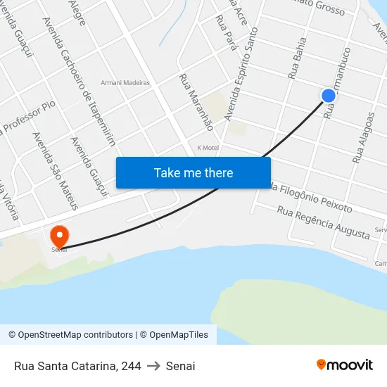 Rua Santa Catarina, 244 to Senai map