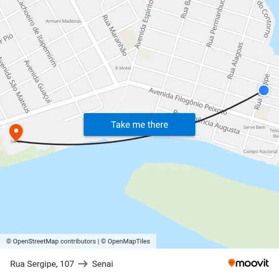 Rua Sergipe, 107 to Senai map