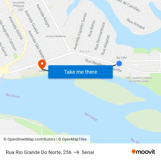 Rua Rio Grande Do Norte, 256 to Senai map