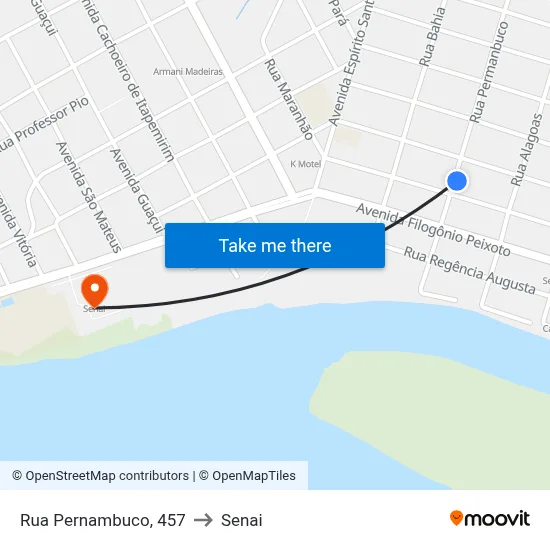 Rua Pernambuco, 457 to Senai map