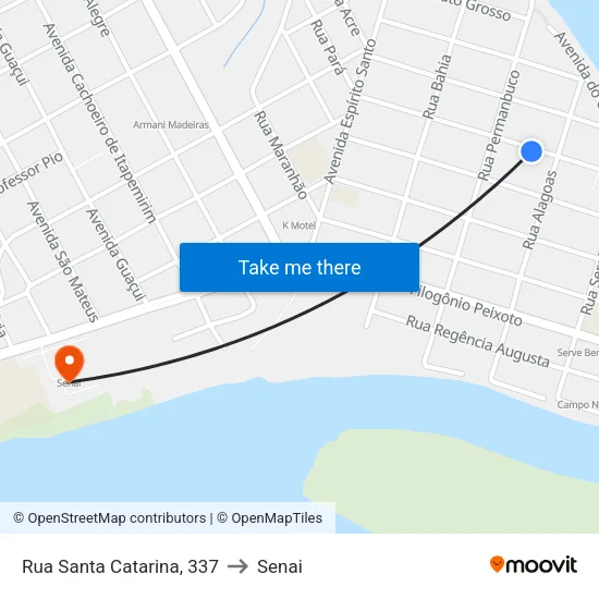 Rua Santa Catarina, 337 to Senai map
