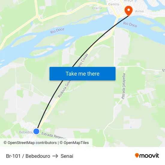 Br-101 / Bebedouro to Senai map