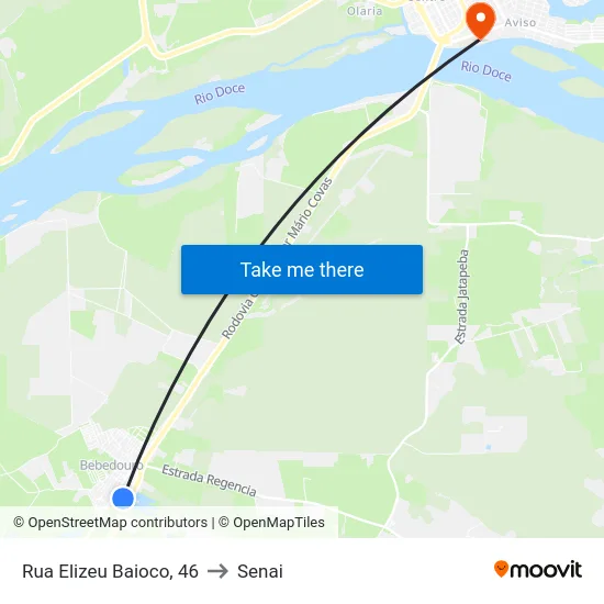 Rua Elizeu Baioco, 46 to Senai map