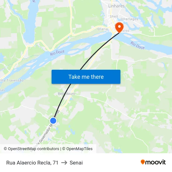 Rua Alaercio Recla, 71 to Senai map