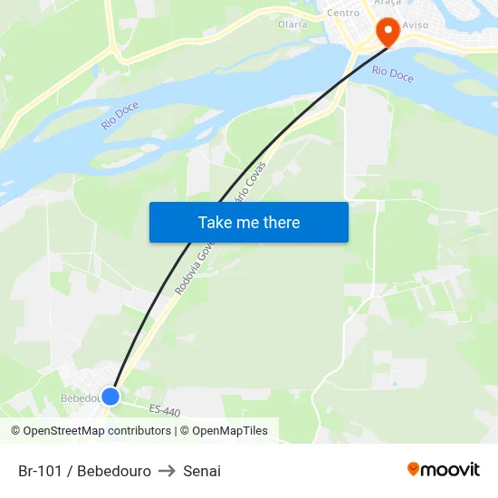 Br-101 / Bebedouro to Senai map