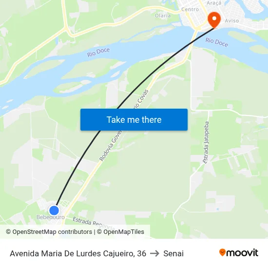 Avenida Maria De Lurdes Cajueiro, 36 to Senai map