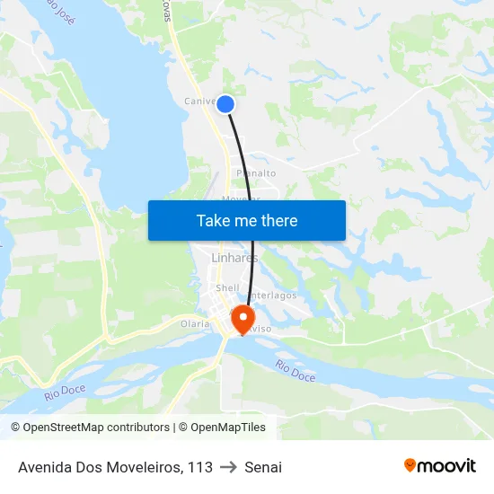 Avenida Dos Moveleiros, 113 to Senai map