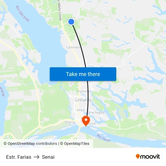 Estr. Farias to Senai map