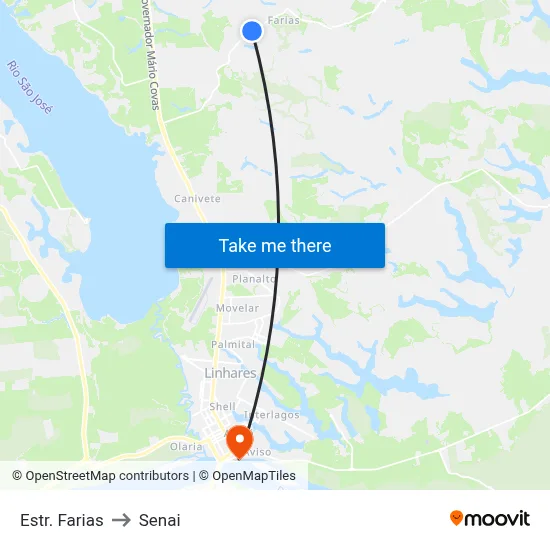 Estr. Farias to Senai map