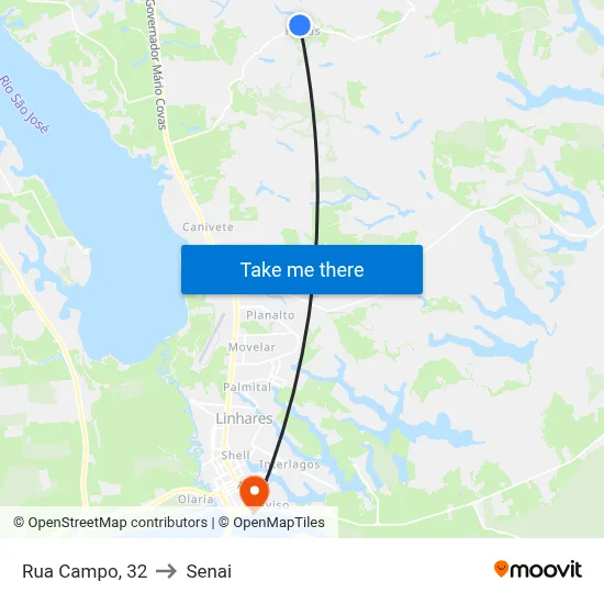 Rua Campo, 32 to Senai map