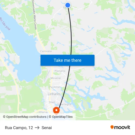 Rua Campo, 12 to Senai map