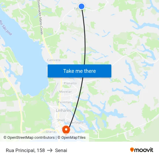 Rua Principal, 158 to Senai map