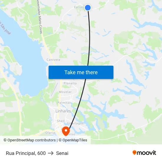 Rua Principal, 600 to Senai map