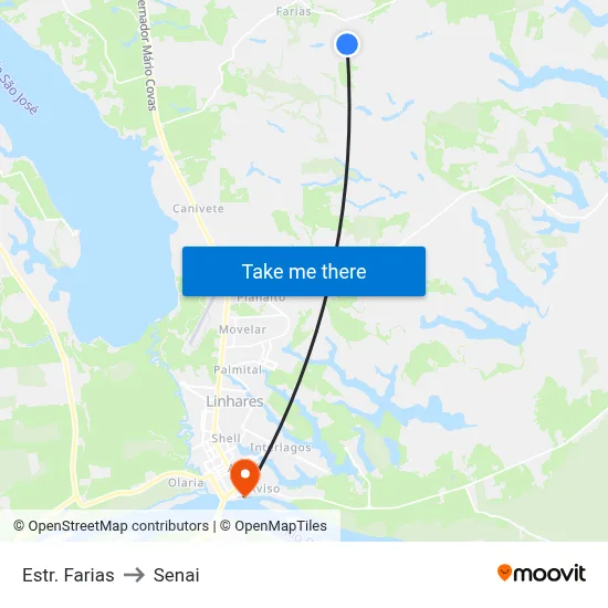 Estr. Farias to Senai map
