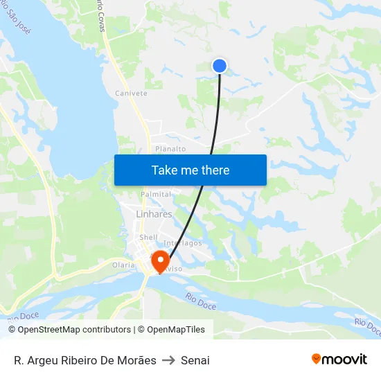 R. Argeu Ribeiro De Morães to Senai map