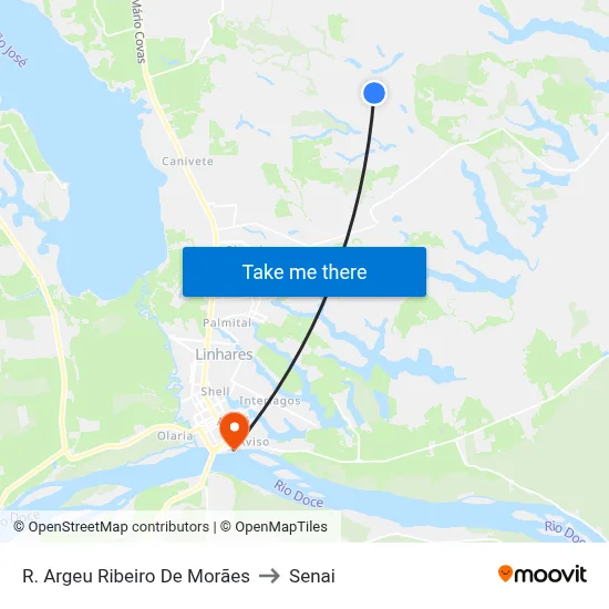 R. Argeu Ribeiro De Morães to Senai map