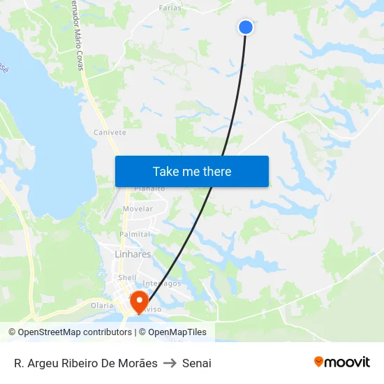 R. Argeu Ribeiro De Morães to Senai map