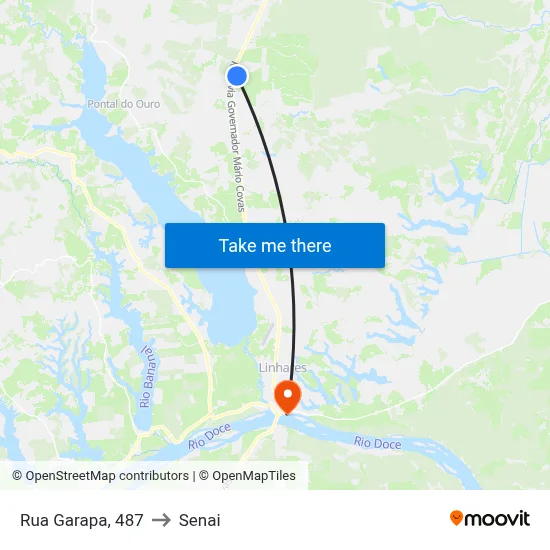 Rua Garapa, 487 to Senai map