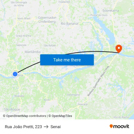 Rua João Pretti, 223 to Senai map