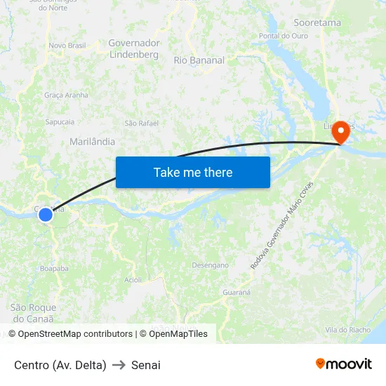 Centro (Av. Delta) to Senai map