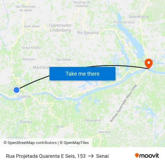 Rua Projetada Quarenta E Seis, 153 to Senai map
