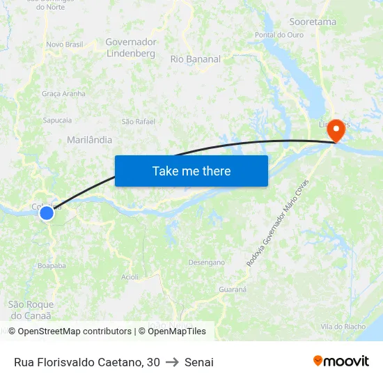 Rua Florisvaldo Caetano, 30 to Senai map