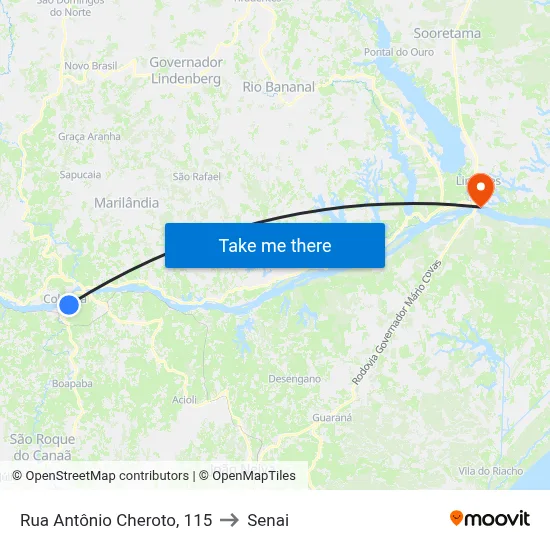 Rua Antônio Cheroto, 115 to Senai map