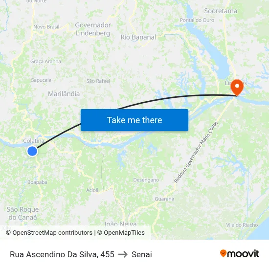 Rua Ascendino Da Silva, 455 to Senai map