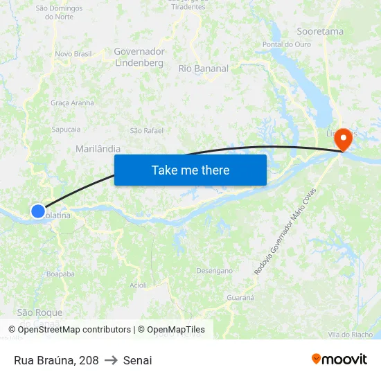 Rua Braúna, 208 to Senai map