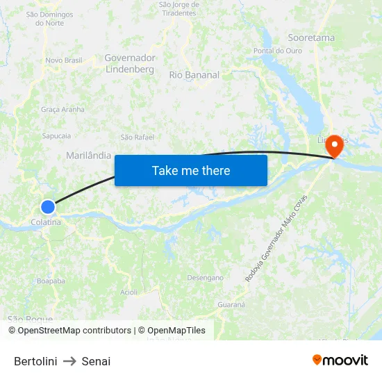 Bertolini to Senai map