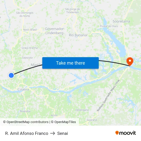 R. Amil Afonso Franco to Senai map
