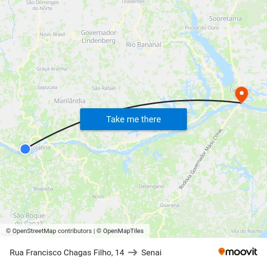 Rua Francisco Chagas Filho, 14 to Senai map
