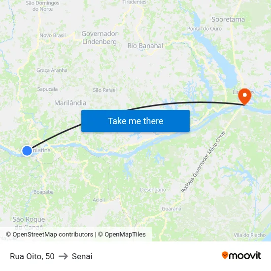 Rua Oito, 50 to Senai map