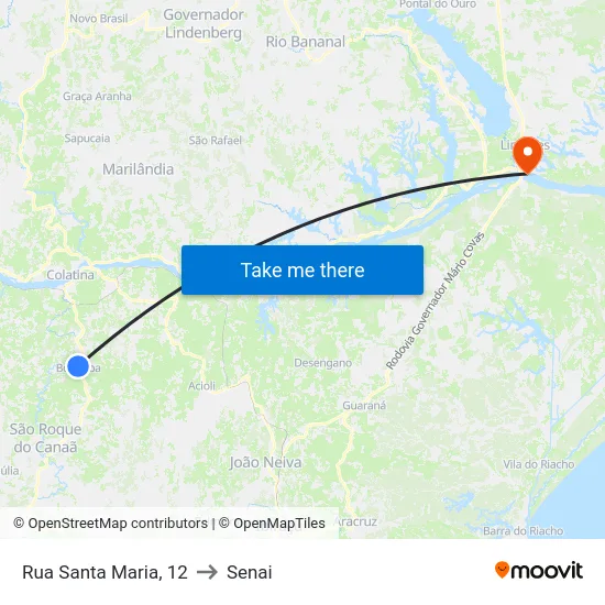 Rua Santa Maria, 12 to Senai map